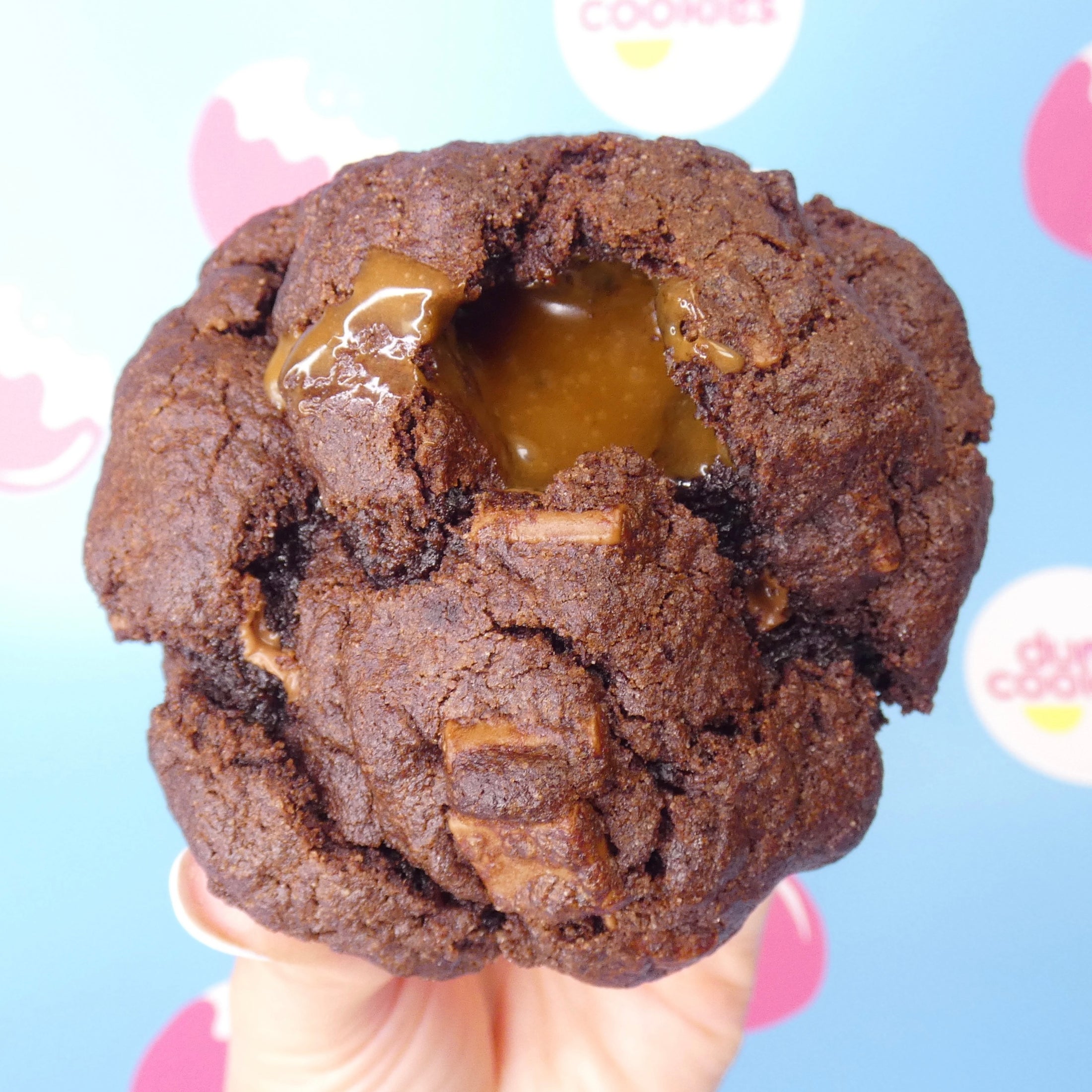 Super Choccy Caramel Stuffed NYC Cookie