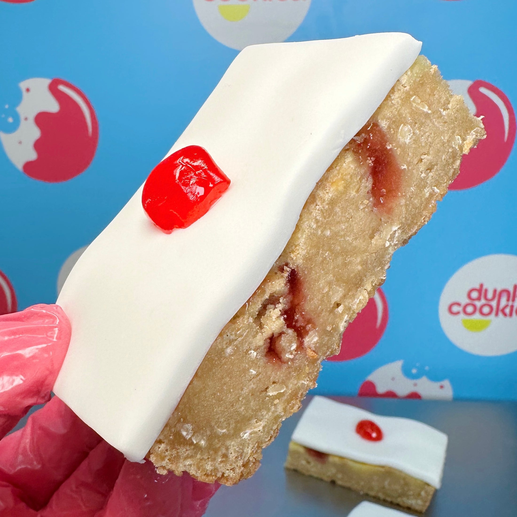 Bakewell Tart Chunky Cookie Slice