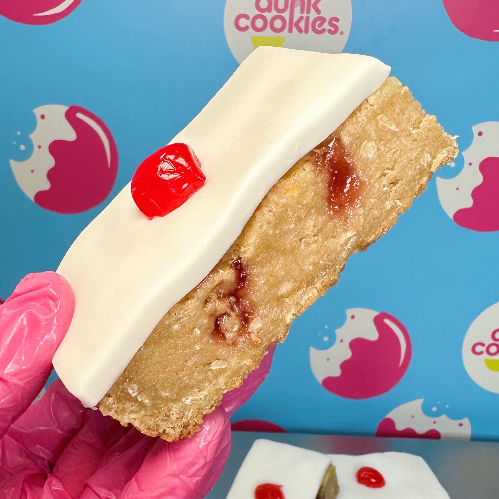 Bakewell Tart Chunky Cookie Slice